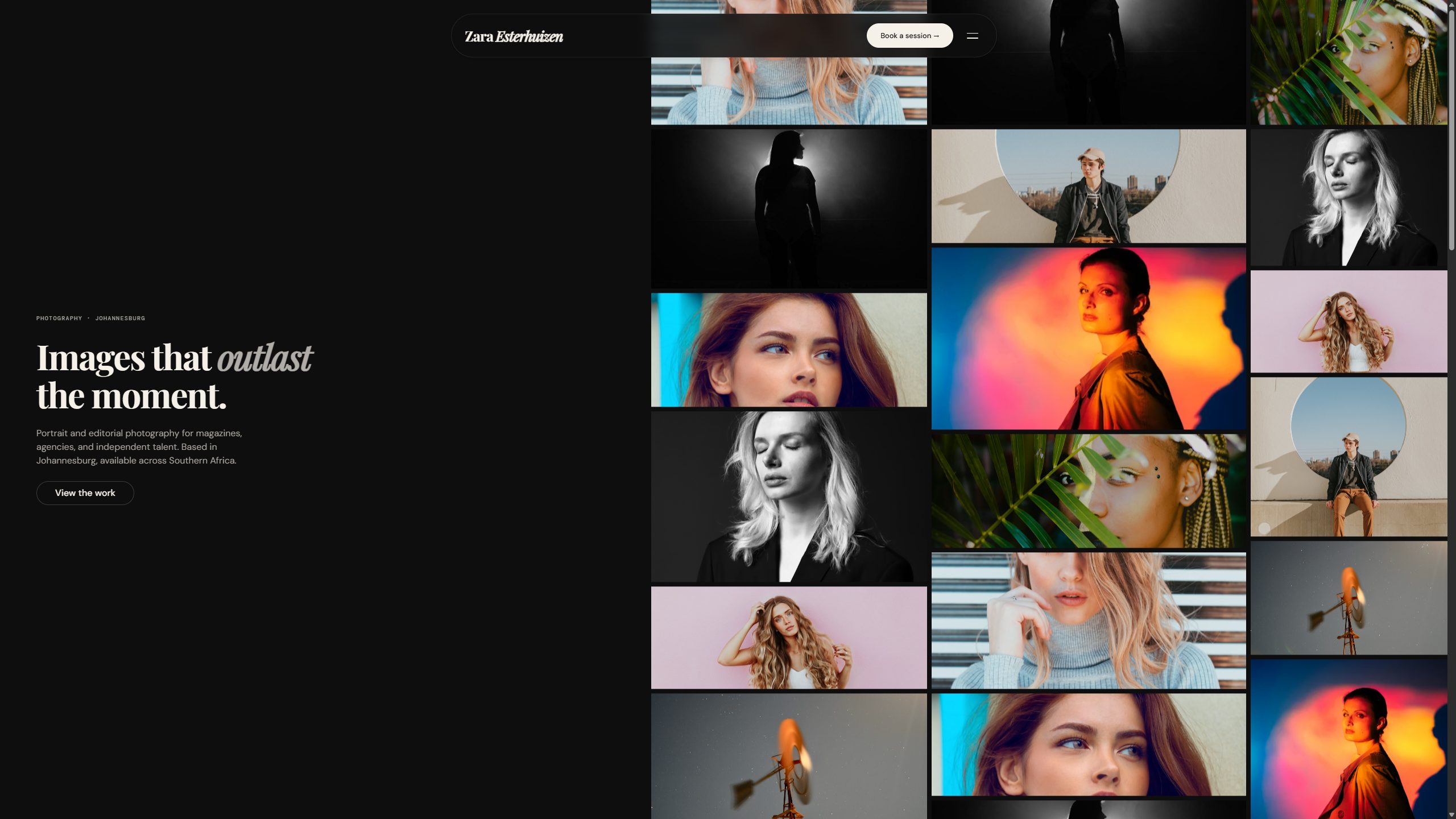 Photography template — hero preview